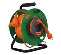 Zenitech - Avvolgicavo da giardino IP44, 35 m, presa 16 A, 2 P+T e taglio circuito, colore: verde/arancione