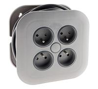 Zenitech - Avvolgitore domestico 4 prese 2P+T 16A + interruttore circuito, 7 metri, colore: Grigio