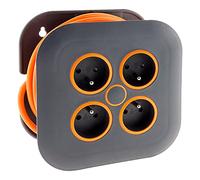Zenitech - Avvolgitore domestico 4 prese 2P+T 16A + interruttore circuito 7 metri, colore: grigio/arancione