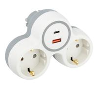 Zenitech - Biplite Schuko 16 A + USB A+C 20 W, colore: Bianco/Grigio