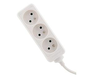 Zenitech - Blocco 3 Prese 16A 2P+T - Bianco - Sicurezza Bambini - Cavo HO5VV-F 3G1mm² da 1m - Forma Compatta per Ottimizzazione Spazio - Certificato NF - Ideale per Dispositivi Elettrici e Luminose