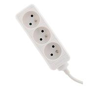 Zenitech - Blocco 3 Prese 16A 2P+T con Sicurezza Bambini - Cavo HO5VV-F 3G1mm² 1m - Forma Compatta per Ottimizzare lo Spazio - Certificato NF per Apparecchi e Lampade - Bianco - 1m