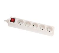 Zenitech - Blocco 5 Prese 16A 2P+T con Interruttore - Multipresa Compatta con Sicurezza Bambini - Cavo 1m HO5VV-F 3G1mm² - Certificato NF per Apparecchi Elettrici - Bianco - 1m