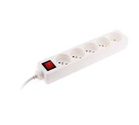 Zenitech - Blocco 5 prese con interruttore e spina extraplate, 1 m, colore: Bianco