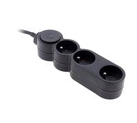 Zenitech - Blocco Home 3 prese 16A 2P+T con interruttore e spina piatta - Nero - 1,5 m