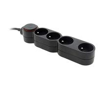 Home - Ciabatta, 4 prese da 16 A + interruttore, cavo HO5VVF 3G1 1,5 m, con spina ultra piatta, colore: nero