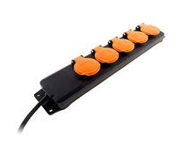 Zenitech - Blocco multipresa da esterno IP44 - 5 prese 16A 2P+T con sportellini - 1,5 m - Nero
