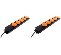 Zenitech - Blocco multipresa da esterno IP44-5 prese 16A 2P+T con sportellini - 1,5 m - Nero (Confezione da 2)