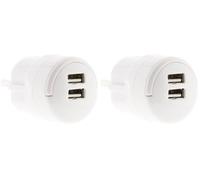 Zenitech - Caricatore USB doppio 2,1A con anello di estrazione - Bianco (Confezione da 2)