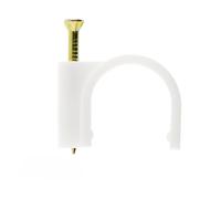 Zenitech - Confezione da 100 Ganci di Fissaggio Ø6mm - Plastica di Alta Qualità - per Cavi, Guaine e Filo Piatto - Fissaggio Rapido con Chiodo Speciale per Calcestruzzo - Certificato CE - Bianco