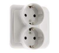 Zenitech, Doppia presa Schuko bianca con piastra di montaggio, compatibile con scatola da incasso standard, facile installazione con viti e artigli inclusi