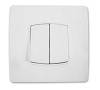 Zenitech - Doppio Interruttore Borne-Auto Viti + Griffe - Pronto da Installare, Compatibile con Scatole di Incasso Standard - Fissaggio a Viti e Griffe Fornite - Certificato CE e NF - Bianco