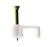 Zenitech - Fascette Plastiche per Filo Piatto Ø1mm - Confezione da 50 con Chiodo Speciale per Calcestruzzo - Fissaggio Facile per Cavi Elettrici - Certificazione CE - Bianco