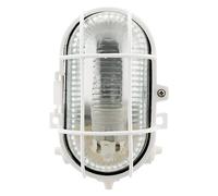 Zenitech - Finestra Ovale 60W IP44 E27 - Base in Plastica Alta Resistenza con Griglia di Protezione - Illuminazione Esterna per Giardino e Terrazza - Bianco