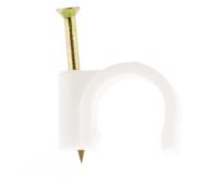 Zenitech - Ganci di Fissaggio Ø10mm - Confezione da 20 - Fissaggio Sicuro con Chiodi Speciali per Calcestruzzo - Compatibile con Cavi TV e Tubazioni Elettriche - Norme CE - Bianco