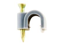 Zenitech - Ganci di Fissaggio Ø7mm con Chiodo per Calcestruzzo - Confezione da 100 - per Cavi, Guaine e Fili Piatte - Plastica di Alta Qualità - Certificato CE - Grigio - 7mm