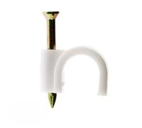 Zenitech - Ganci di Fissaggio Ø7mm - Confezione da 20 per Cavi TV e Canaline Elettriche - Chiodi Speciali per Cemento - Norme CE per Sicurezza - Bianco - 7mm