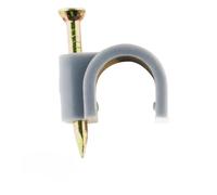 Zenitech - Ganci di Fissaggio per Cavi Ø10mm - Confezione da 100 - Plastica di Alta Qualità - Chiodo Speciale per Calcestruzzo Incluso - per Superfici Solide - Certificato CE - Grigio