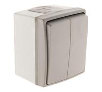 Zenitech - Interruttore a Deviatore Doppio IP55 Impermeabile - Grigio - Terminali Automatici - Installazione Rapida - Resistente a Intemperie/Polvere - Uso Esterno Domestico/Professionale