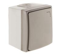 Zenitech - Interruttore A Due Vie Con Spia Impermeabile IP55 - Orok - Terminals Automatici Per Installazione Facile E Veloce - Compatibile Interno E Esterno - Grigio