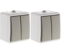 Zenitech - Interruttore a Due Vie Impermeabile IP54 - Interruttore Resistente all'Acqua per Uso Esterno - Collegamento a Vite Conforme alle Normative CE e NF - Grigio Chiaro (Confezione da 2)