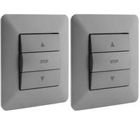 Zenitech - Interruttore Comando Tapparelle - Design Moderno e Finitura Opaca - 3 Pulsanti: Salita, Stop e Discesa - Terminali Automatici - Supporto Clipabile - Piastra di Finitura 86x86 mm - Titanio