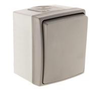 Zenitech - Interruttore Commutatore Impermeabile IP55 - Policarbonato - Terminali Automatici, Installazione Facile, Uso Esterno/Interno, Norma NF - Design Robusto - Grigio