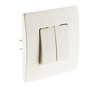 Zenitech - Interruttore Doppio A Pulsante Auto - Installazione Compatibile con Scatole Standard - Fissaggio a Vite e a Graffetta - Cablaggio Veloce - Bianco - 40m