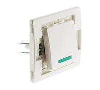 Zenitech - Interruttore Pulsante con Spia 10A - Terminali Automatici - Potenza Massima 2300W a 230V - Facile da Installare con Viti e Graffette - Certificato NF e CE - Bianco
