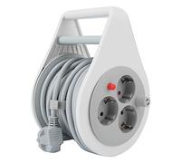 Zenitech - Mini avvolgicavo a 3 ingressi, 7 m (3G1,5 H05VV-F), colore: Bianco/Grigio chiaro