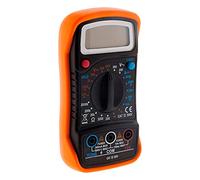 Zenitech - Multimetro Digitale 300V CAT III - Compatto e Resistente con Supporto Ribaltabile - Fornito con Punta di Contatto e Pile AAA - Certificato CE - Nero, Arancio