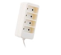 Ciabatta multipresa a 4 prese, 6 A, 2 P, colore: bianco