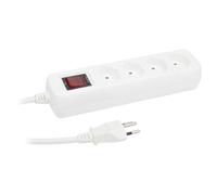 Zenitech - Multipresa Svizzera 4xT13 con Interruttore - Blocco Sicurezza Bambini - Potenza 2500W - Cavo H05VV-F 3G1mm² - Per Dispositivi ad Alto Consumo - Bianco - 1,5 m