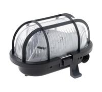Zenitech - Oblò Ovale 60W IP44 E27 Classe II - Base in Plastica ad Alta Resistenza e Cupola in Vetro Resistente al Calore - Griglia di Protezione - Nero - 40cm