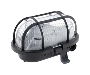 Zenitech - Oblò Ovale 60W IP44 E27 Classe II - Base in Plastica ad Alta Resistenza e Cupola in Vetro Resistente al Calore - Griglia di Protezione - Nero - 40cm