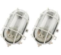 Zenitech - Plafoniera ovale da esterno 5W IP44 con lampadina LED - Bianco (Confezione da 2)