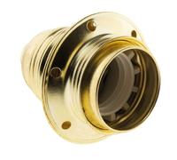 Zenitech - Portalampada E27 In Acciaio Nichelato con Doppio Anello e Terminale di Terra - Collare in Bakelite - Tensione Max 250V - Intensità Max 4A - Dorato