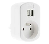 Zenitech, presa 16A 2P+T con 2 porte USB 3,4A - Bianco - Ricarica i tuoi dispositivi USB utilizzando una presa 2P+T - Certificato CE - Ideale per casa e ufficio