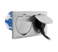 Zenitech - Presa da pavimento 16A 2P+T - finitura alluminio spazzolato - IP55 - doppia