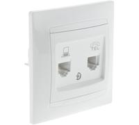 Zenitech - Presa RJ11 + RJ45 da incasso, colore: Bianco