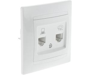 Zenitech - Presa RJ11 + RJ45 da incasso, colore: Bianco