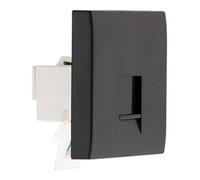 Zenitech - Presa RJ45 Categoria 6 - Apparecchiatura Elettrica Componibile e Personalizzabile - Compatibile con Scatole da Incasso Standard - Fissaggio a Vite e Ganci - Nero