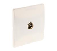 Zenitech - Presa TV Ø9,52mm Con Viti + Ganci - Compatibile con Scatole da Incasso Standard - Fissaggio con Viti e Ganci Forniti - Bianco - Certificato CE - Bianco