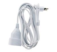 Zenitech - Prolunga Senza Terra 2x 0,75mm² con Spina Extra Piatta - Prolunga Elettrica 3m Certificata NF con Sicurezza Bambini - Cavo Bianco - 3m
