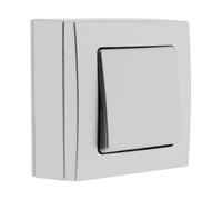 Zenitech - Interruttore A Pulsante Borne Auto In Rilievo - Apparecchiatura Elettrica Senza Viti Apparenti - Compatibile Con Modanature Standard - Fissaggio Facile - Grigio