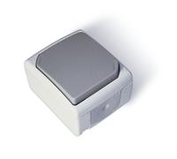 Zenitech - Pulsante Grigio Chiaro - Installazione A Vista per Esterni - Impermeabilità IP54 - Cablaggio Semplice con Terminali Automatici - Conforme alle Normative CE e NF - Grigio Chiaro - 42mm