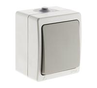 Zenitech - Pulsante IP54 - Installazione a Parete Esterna, Impermeabile e Resistente agli Urti, Cablaggio con Morsetti Automatici - Materiale Isolante - Compatibile con Canne Larghe - Grigio Chiaro