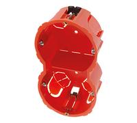 Zenitech - Scatola Placo Doppia Verticale Ø65mm - per 2 Apparecchiature a Vite o a Griffes - Incassabile Piastra di Gesso - Fissaggio a Vite - Alta Resistenza al Fuoco 850° - Rossa - Profondità 40mm