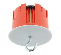 Zenitech - Scatola Punto Centrale per Muri Vuoti in Cartongesso Ø65 Prof. 50mm - Ideale per Installazione Lampada Soffitto - Gancio Incluso - Resistenza Fuoco 850° - Carico 25kg - Rosso - Ø67mm