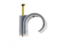 Zenitech - Set di 20 Ganci di Fissaggio Ø7mm - Fissaggio Sicuro con Chiodi Speciali per Calcestruzzo - Compatibile Cavi TV e Tubazioni Elettriche - Normative CE - Grigio